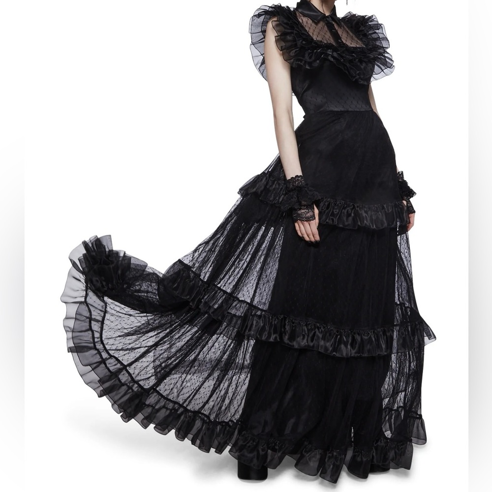 Goth Tulle Maxi Dress Size S. Very similar to Wednesday Addams dress. Brand new.